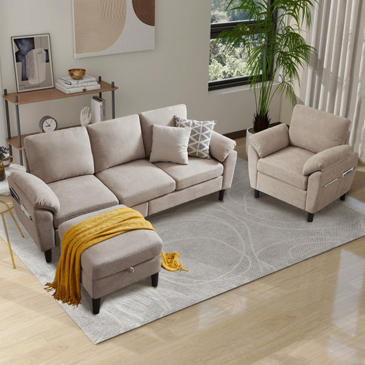Jarenie Modern 2 -Piece Polyester/Polyester blend Beige Living Room Set