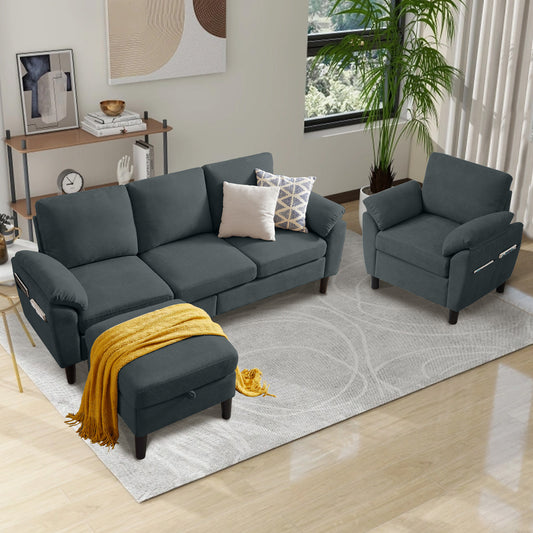 Jarenie Modern 2 -Piece Polyester/Polyester blend Dark Grey Living Room Set