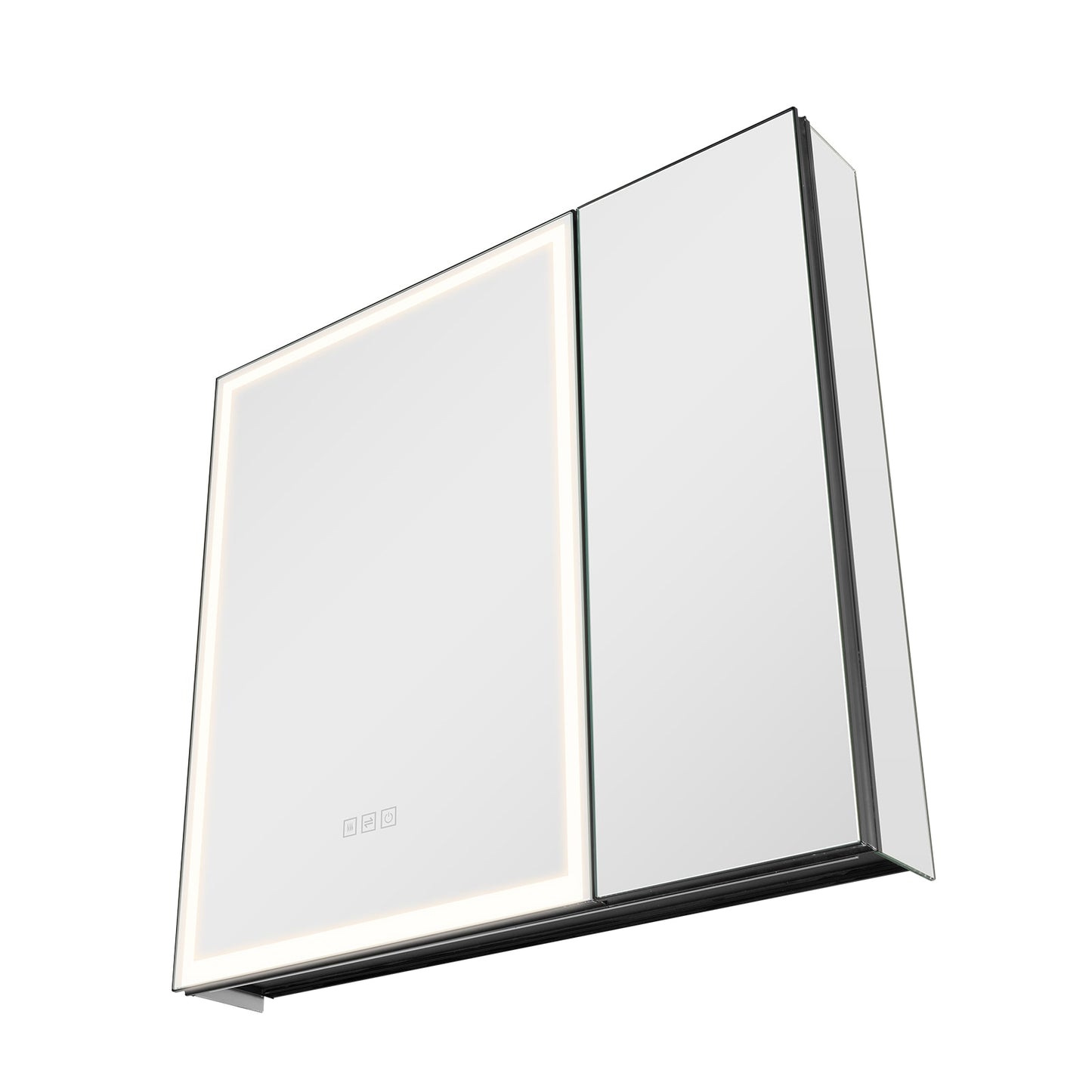 VEVOR Lighted Mirror Medicine Cabinet 30-in x 28-in x 4.9-in Black Soft Close Bathroom Wall Cabinet