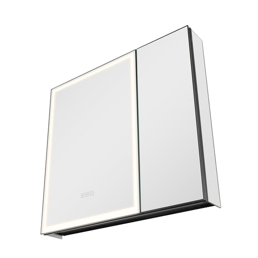 VEVOR Lighted Mirror Medicine Cabinet 30-in x 28-in x 4.9-in Black Soft Close Bathroom Wall Cabinet