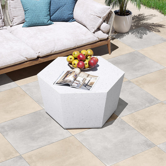 Patio Watcher Magnesium Oxide Coffee Table Hexagon Extendable Outdoor Coffee Table 30.7-in W x 35-in L
