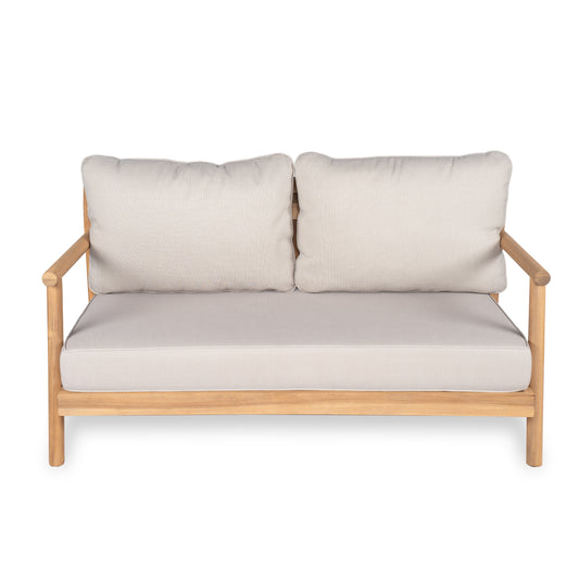Christopher Knight Home Delano Outdoor Acacia Wood Loveseat with Cushions-Teak+Beige
