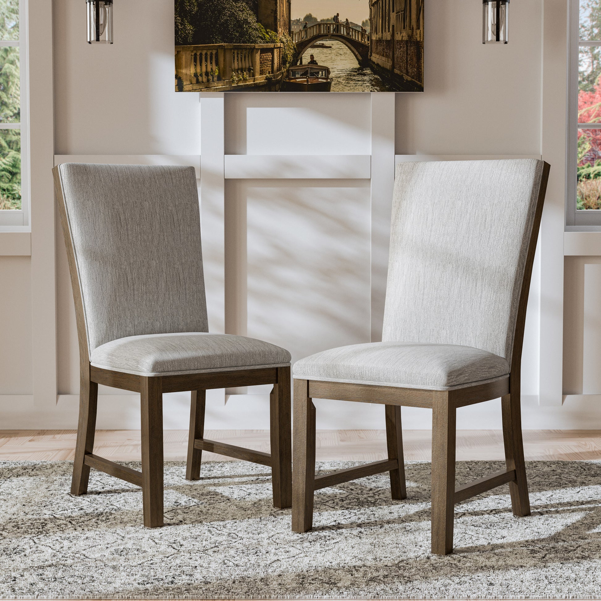 Furniture of America Set of 2 Garanie Contemporary/Modern Polyester Upholstered Dining Side Chair (Wood Frame)