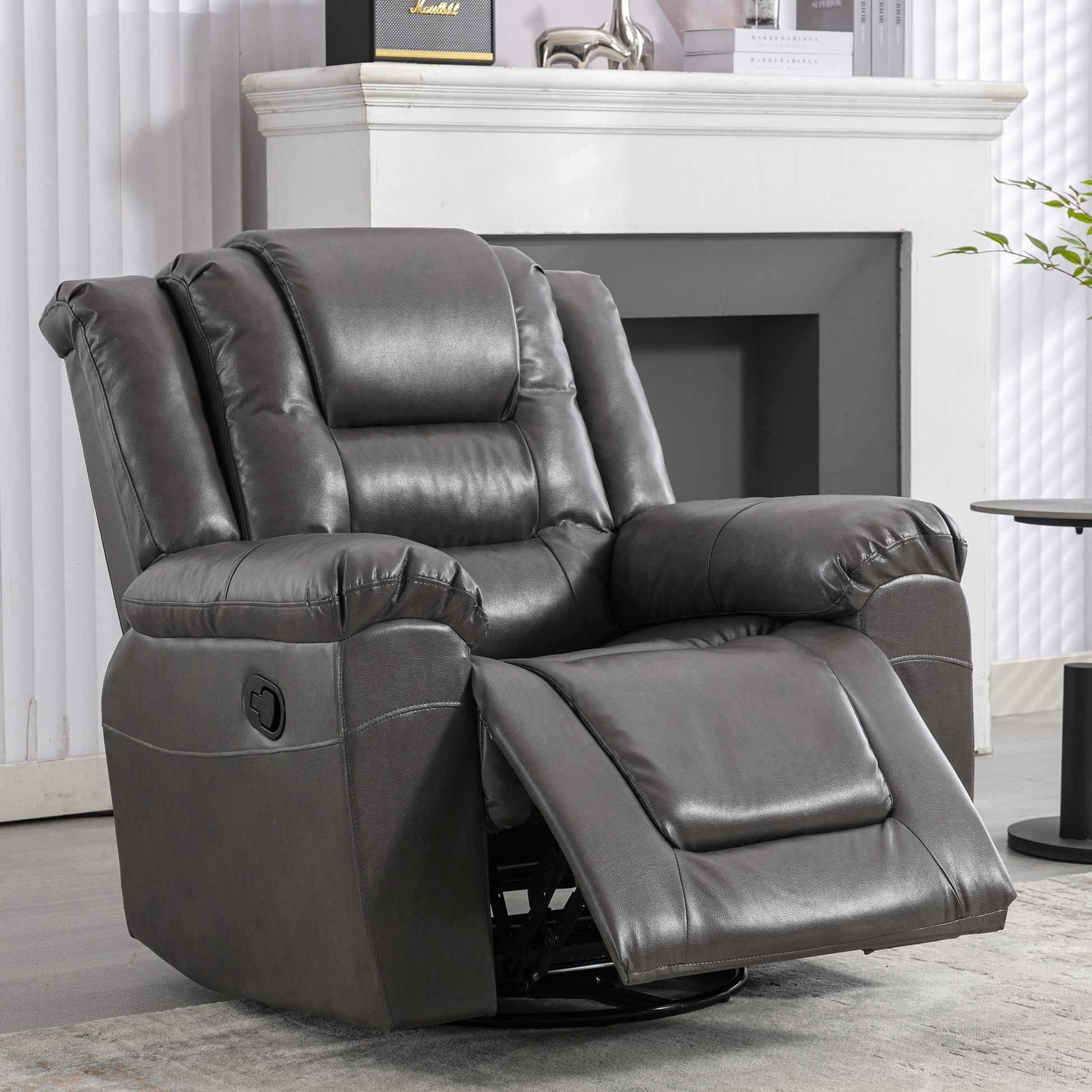 ModernLuxe 360Â¬âˆžSwivel and Rocking Home Theater Recliner Manual Recliner Chair with Wide Armrest for Living RoomBedroom Grey