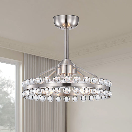 Maxax Beauchame 21-in Brushed Nickel with Flush Mount Fandelier Ceiling Fan With Light 7 -Blade