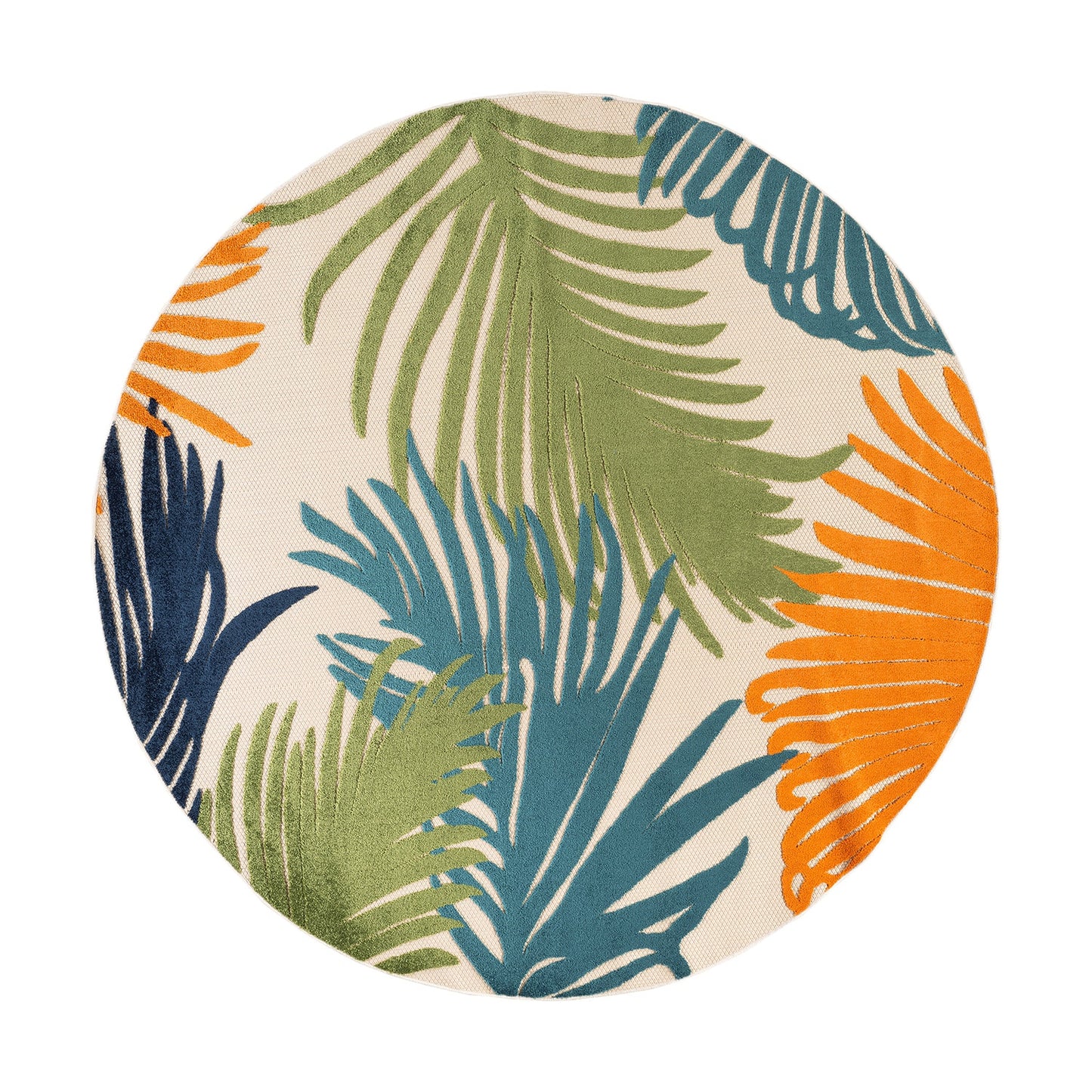 World Rug Gallery Patio 8 x 8 (ft) Flatweave Polypropylene Multi Round Indoor/Outdoor Floral/Botanical House Wahable Pet Friendly Area rug