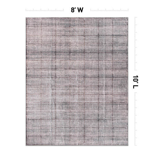 World Rug Gallery Stanford 8 x 10 (ft) Flatweave Polyester Brown Rectangular Indoor Geometric Global Machine washable Pet Friendly Area rug