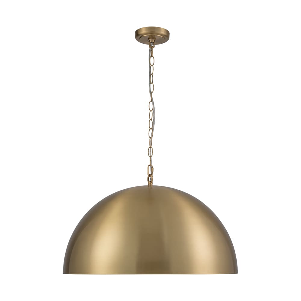 Zicbol 1 -Light Aged Gold Brass Industrial Metal Bowl Medium Indoor Hanging Pendant Light