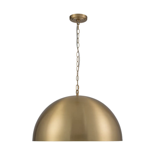 Zicbol 1 -Light Aged Gold Brass Industrial Metal Bowl Medium Indoor Hanging Pendant Light