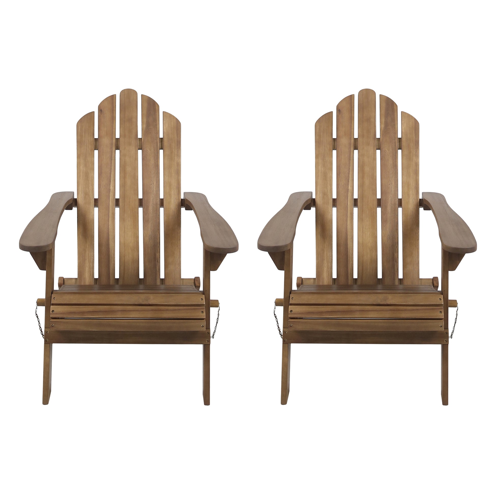 Best Selling Home Decor Cara Set of 2 Dark Brown Wood Frame Stationary Adirondack Chair with Slat Seat