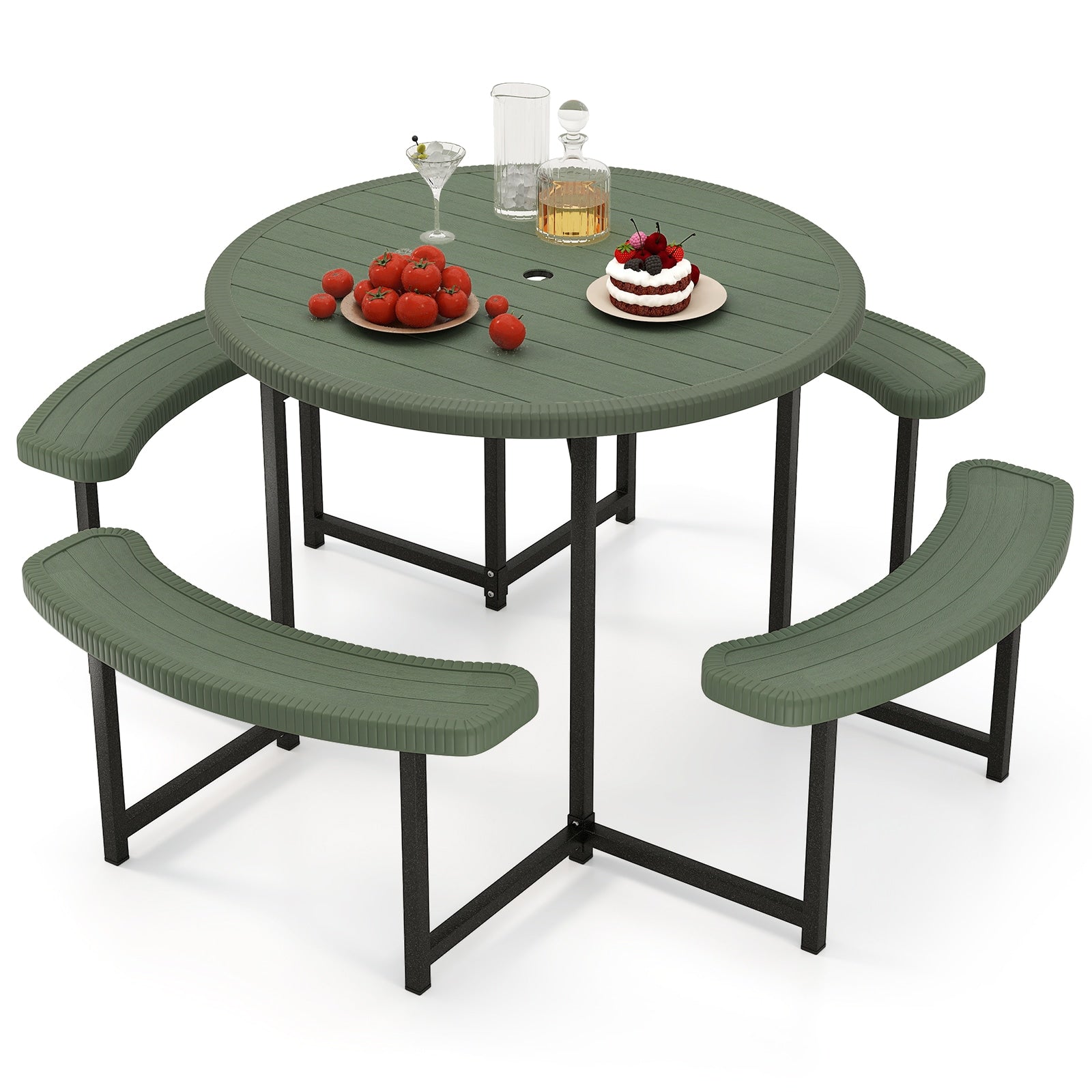  37-in Green Plastic Round Picnic Table