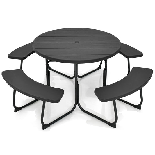  43-in Black Plastic Round Picnic Table