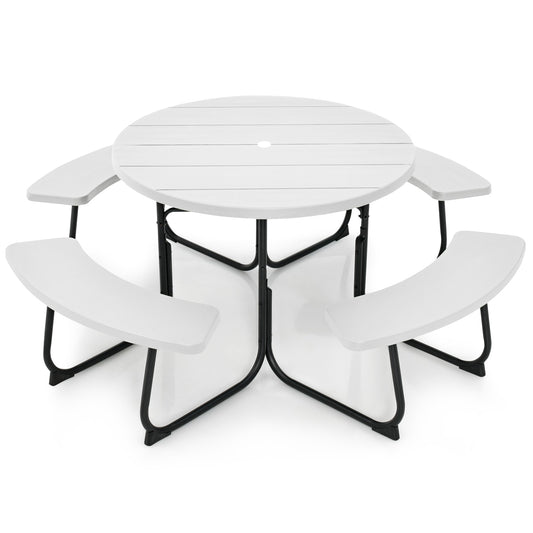  43-in White Plastic Round Picnic Table
