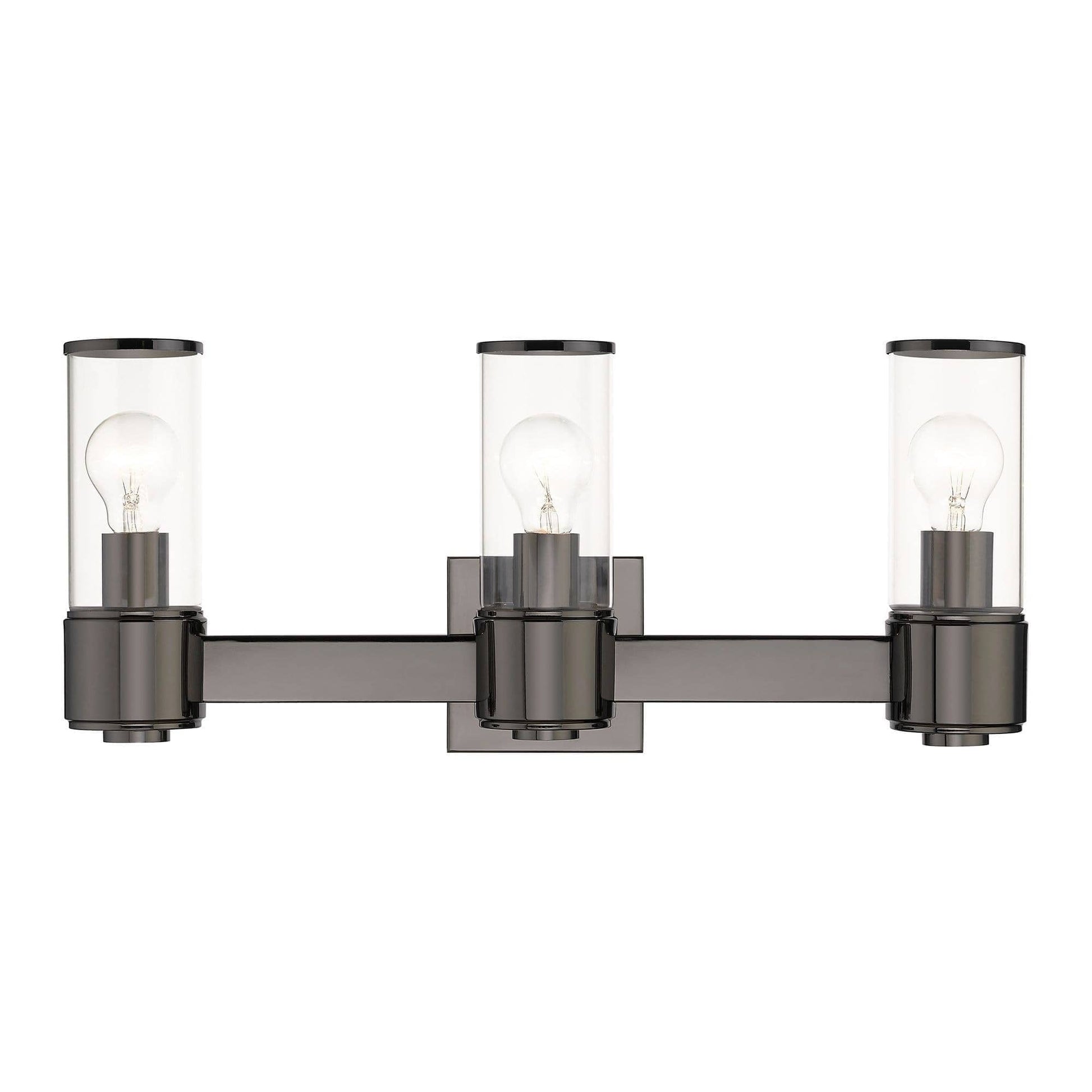 Livex Lighting Quincy 3 - Light Black Chrome Black Contemporary / Industrial / Minimalist Incandescent Steel Wall Sconce