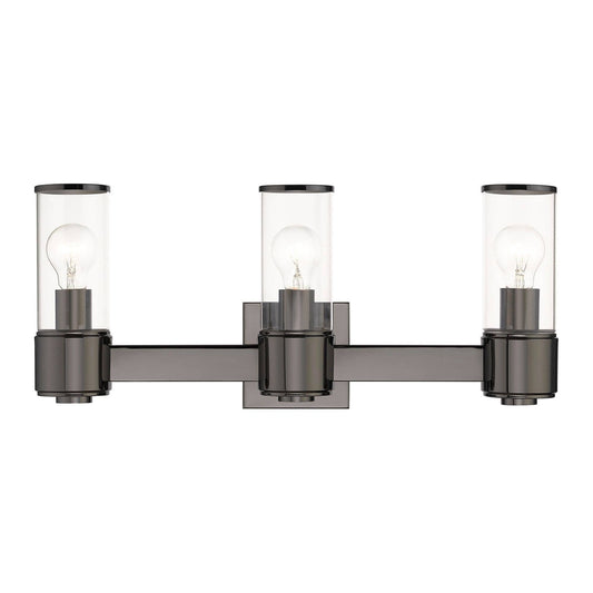 Livex Lighting Quincy 3 - Light Black Chrome Black Contemporary / Industrial / Minimalist Incandescent Steel Wall Sconce