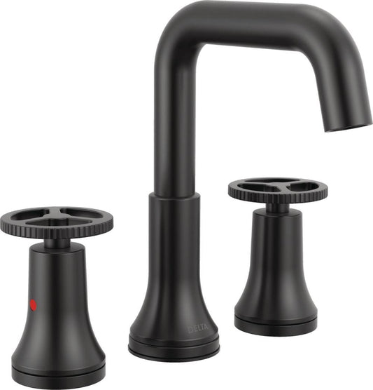 Delta Trinsic Matte Black Widespread 2-handle WaterSense High-arc Commercial/Residential Handle Bathroom Sink Faucet with Drain