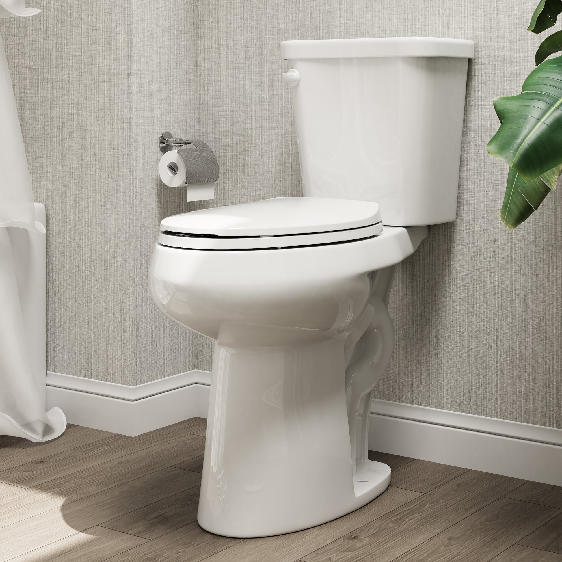 HOROW White Elongated Tall height 12-in Rough-In WaterSense 1.28 GPF Soft Close 2-piece Toilet