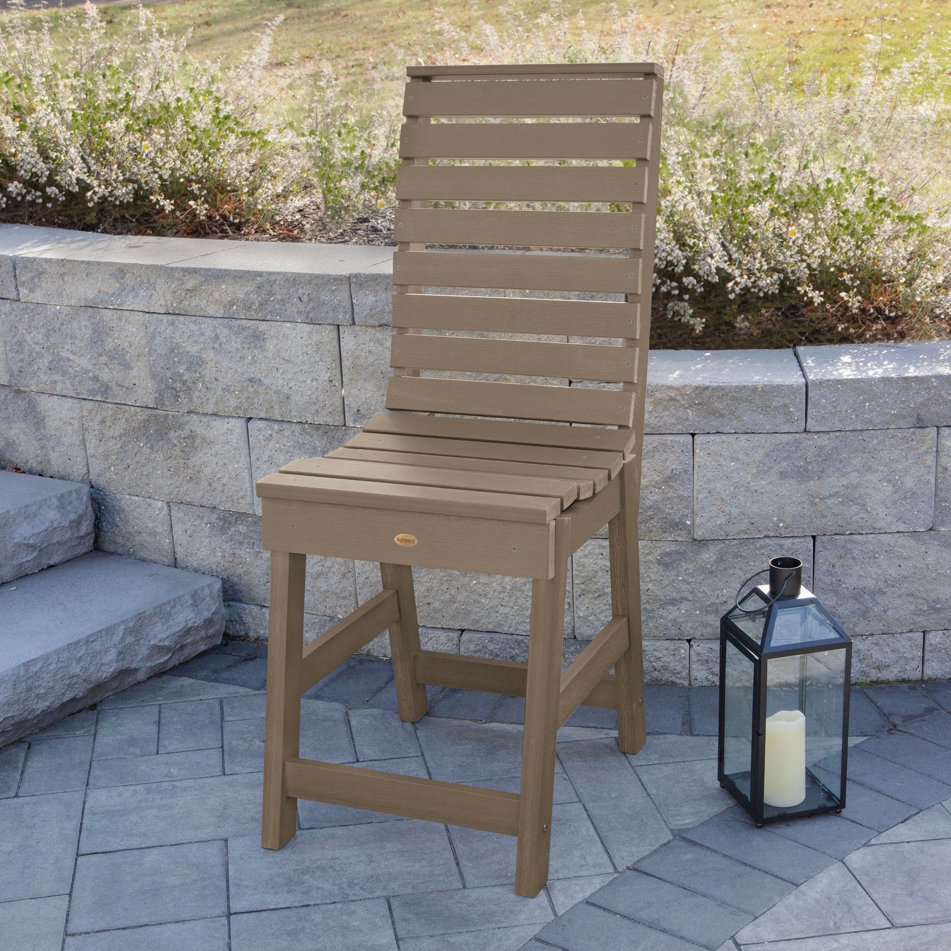 highwood Weatherly Woodland Brown Poly-lumber Frame Stationary Counter-height Chair with Slat Seat