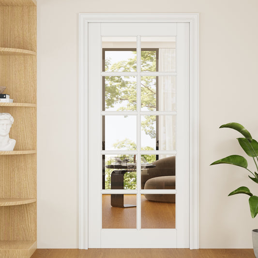 JUJUBON Slab-only 36-in x 80-in White MDF 10-lite Clear glass