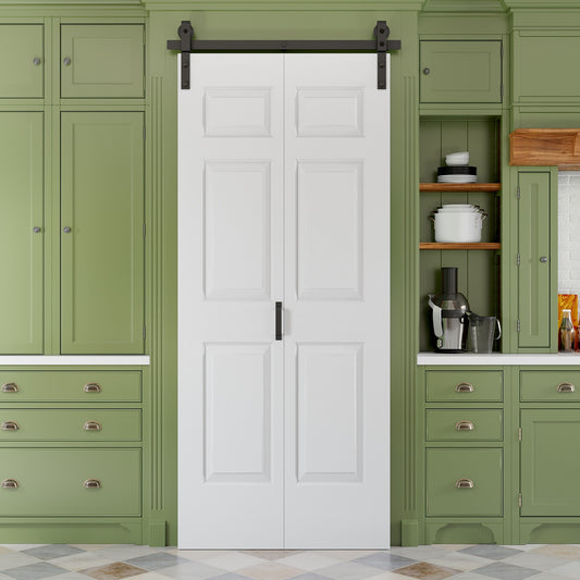 RELIABILT Barn Door 24-in x 84-in white 6-panel Smooth Hollow core Primed MDF Closet Bifold Door ( Hardware Included )