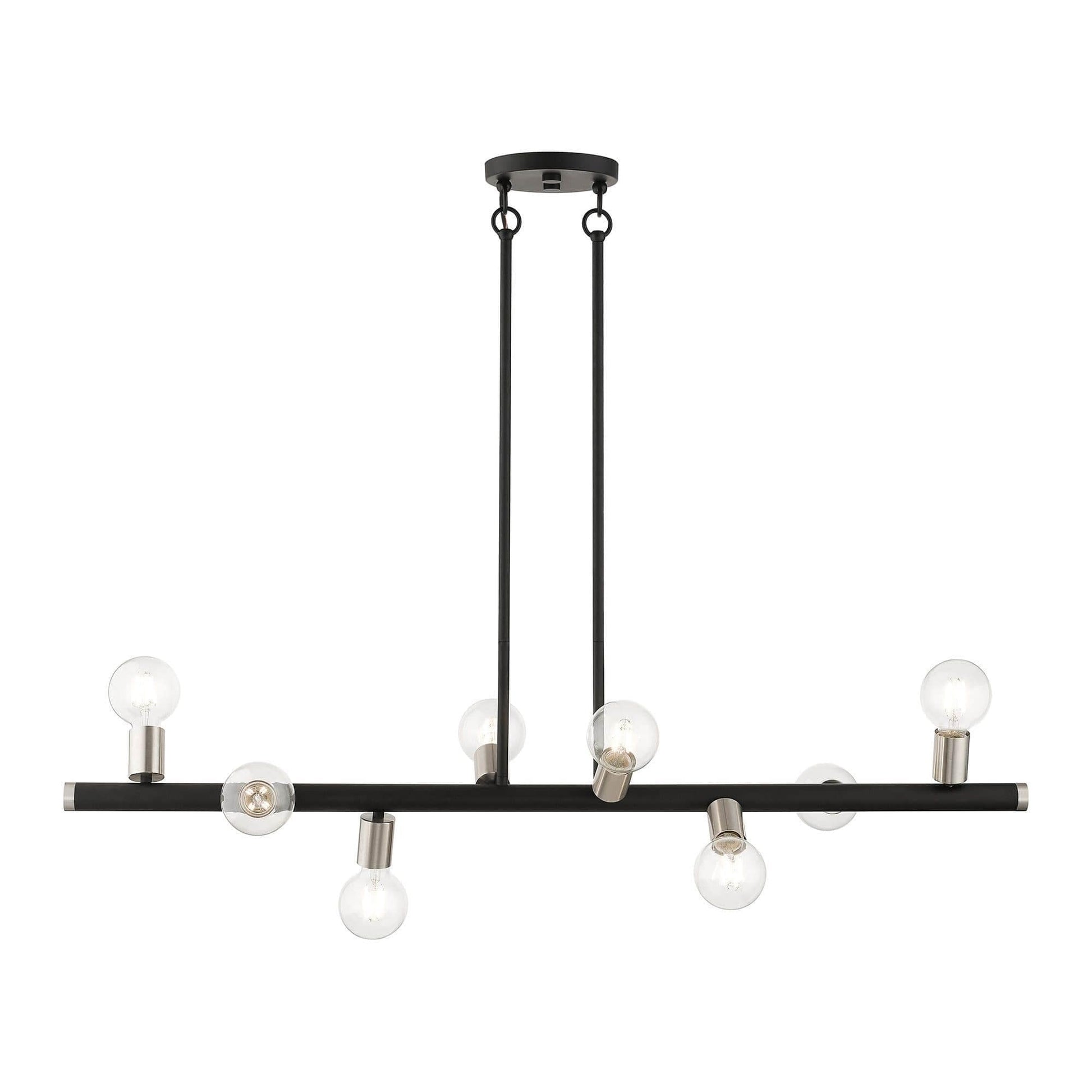 Livex Lighting Bannister 8 - Light -Modern /Scandinavian Black/Brushed Nickel / black Steel Chandelier