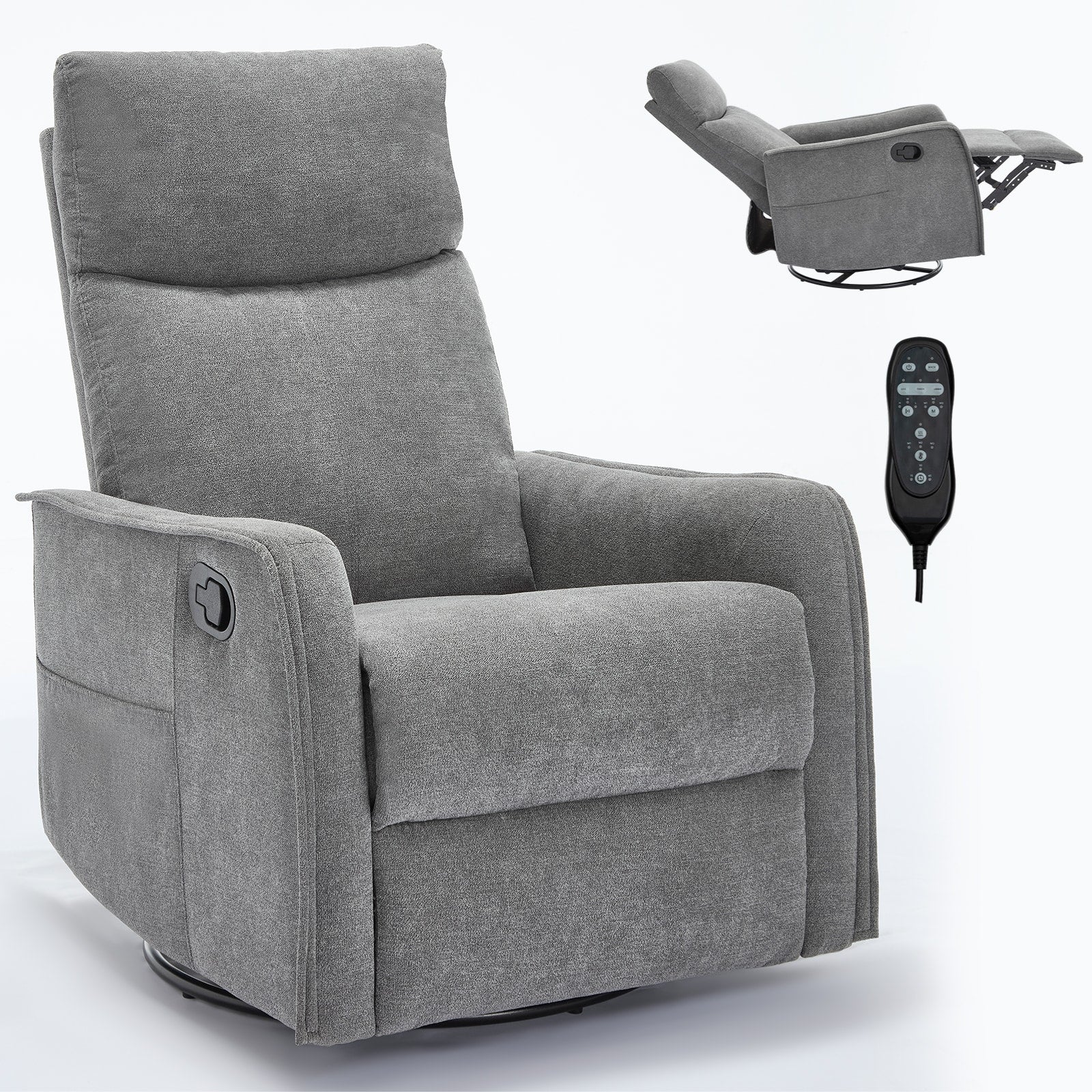 Siavonce Grey Upholstered Swivel Massage chair