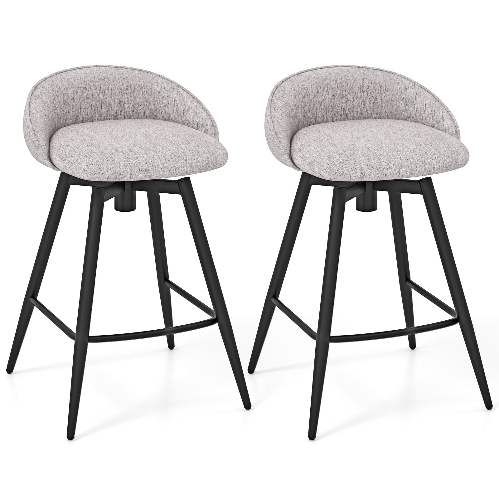 Gray 25-in H Counter height Upholstered Swivel Metal Bar Stool