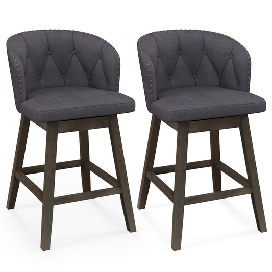  Gray 25.5-in H Counter height Upholstered Swivel Wood Bar Stool