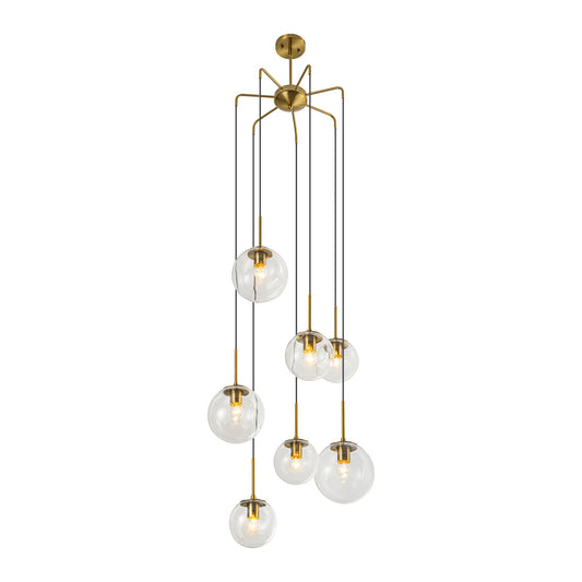 Y'INSP Arie 7 -Light Brushed Gold Mid-century For Use in Bedrooms, Dining Rooms, Foyers, Kitchens, Living Rooms Chandelier