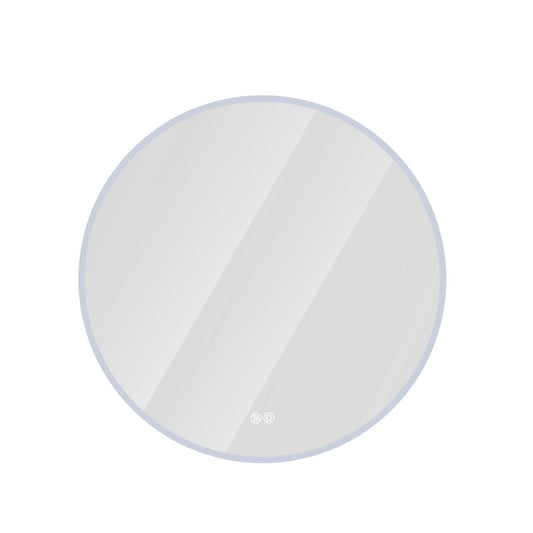 WELLFOR 19.68-in x 19.68-in Polished Frameless Round Dimmable LED Lighted Fog Free Bathroom Vanity Mirror ( Silver )