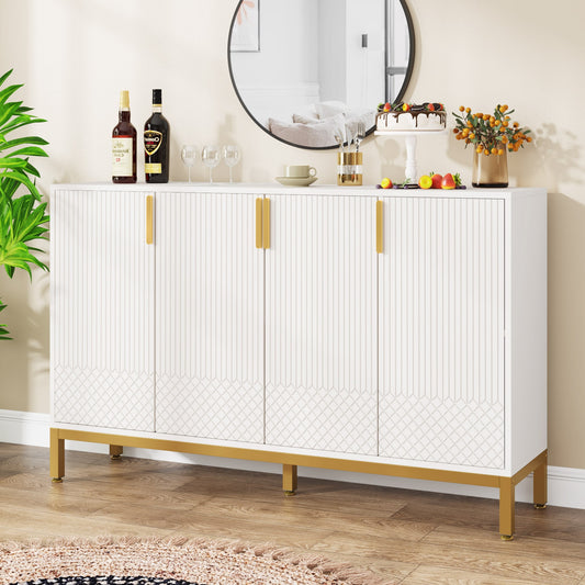 Fnova Contemporary/Modern White Sideboard with Wine Storage