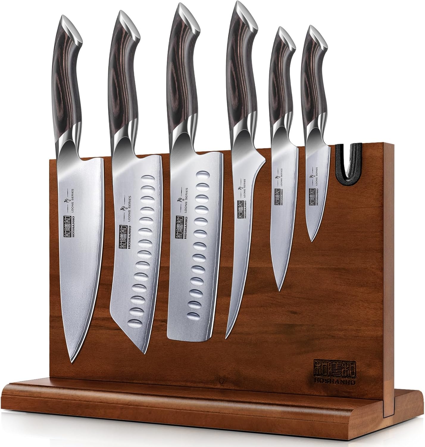7 Pieces Kitchen Knife Set, Japanese High Carbon Stainless Steel Magnetic Knife Block Set, Ultra Sharp Chef Knives Sets with Ergonomic Pakkawood Handle