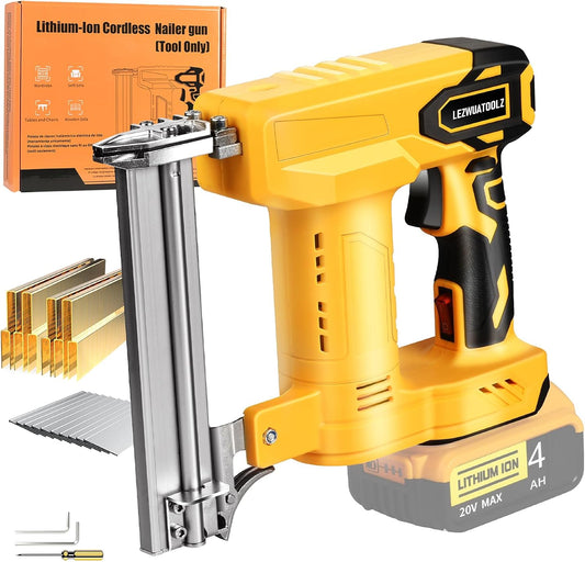 18GA Cordless Brad Nailer Compatible with Dewalt 20V MAX Battery, 5/8 to 1-1/4 Inch, 2 in 1 Brushless 18 Gauge Cordless Nail Gun with 2000pcs Nails/Staples for Wood Carpentry(Tools Only)