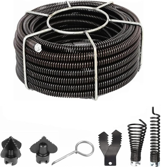Drain Cleaner Snake Cable 1-1/4 inch, 32.8ft, Fits for Steel Dragon Tools 62280 C11 Drain Cable Fits for RIDGID K1500 Drain Cleaning Machine