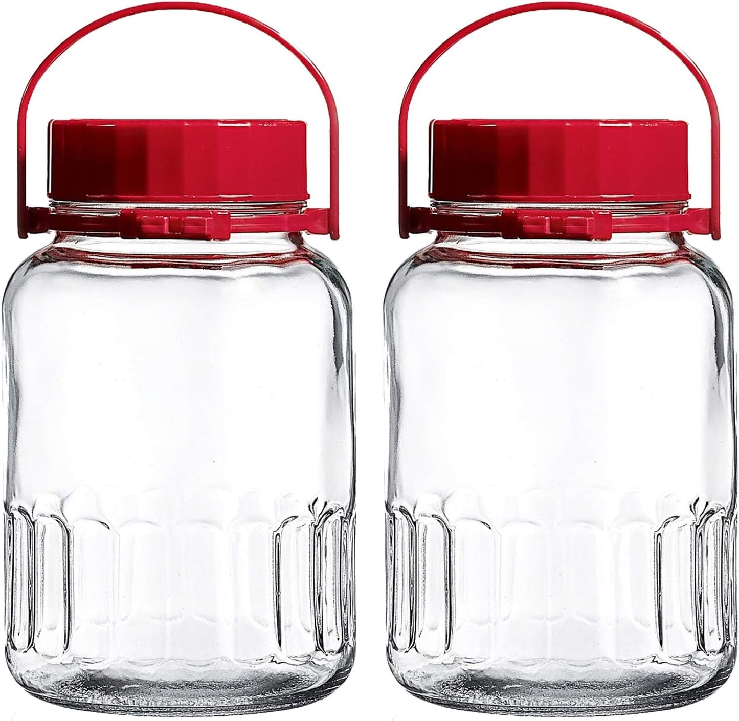 1 Gallon Glass Jar With Lid Wide Mouth Airtight Plastic Pour Spout Lids Bulk-Dry Food Storage Pickling Mason Jar Canister Raw Milk Bottle Jug Fermenting Sun Tea Kombucha Kefir Water Storing Canning