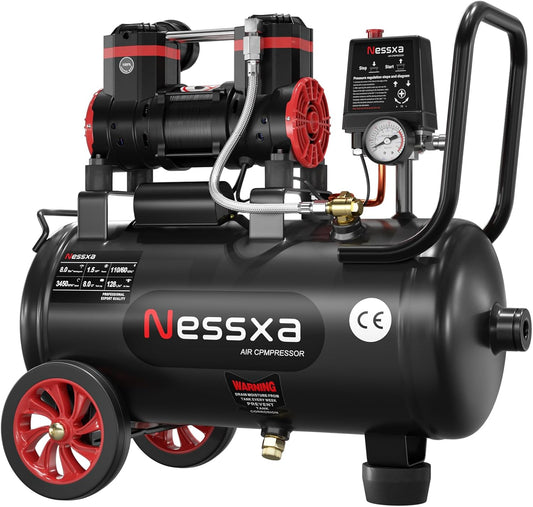 8 Gallon Ultra Quiet Air Compressor, 1.5HP 4.52 CFM, Max 115 PSI Oil-Free Air Compressor Tank for Car Repair, Spray Painting, Woodwork Nailing, 110V\/60hz, 70dB