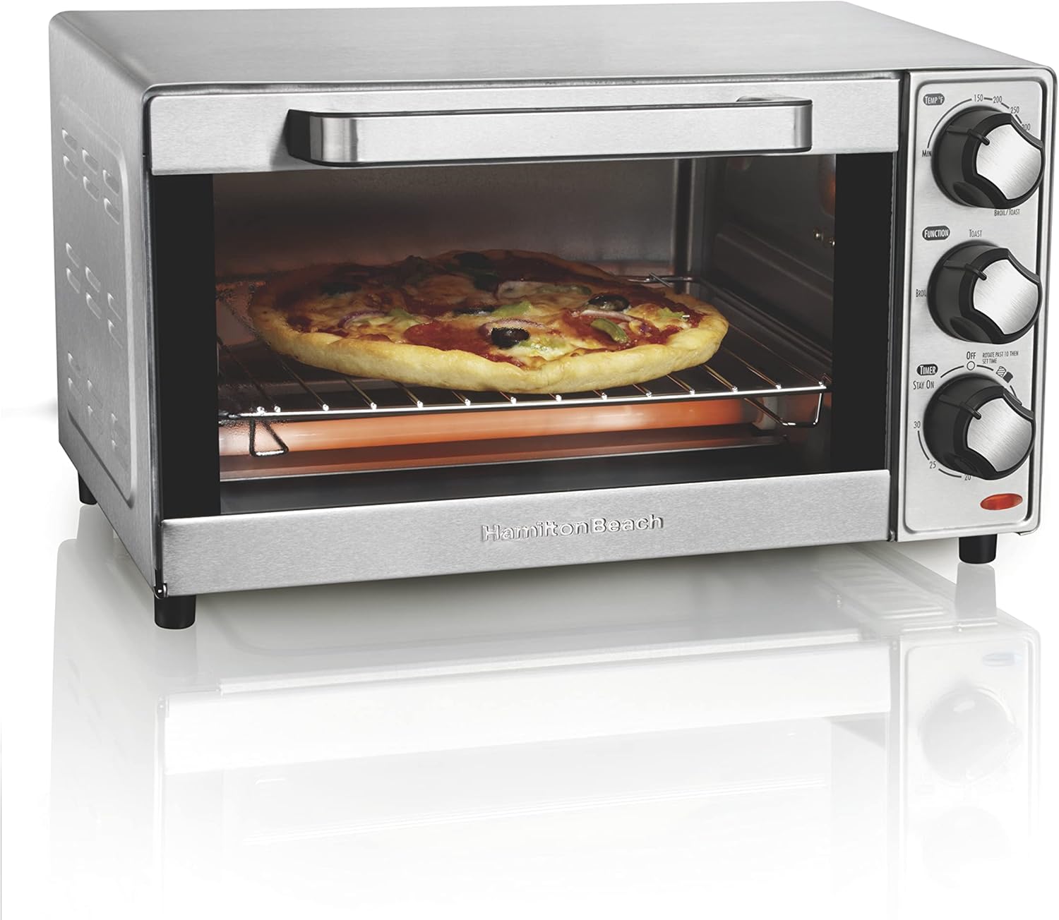Hamilton Beach Countertop Toaster Oven & Pizza Maker Large 4-Slice Capacity, Stainless Steel (31401)