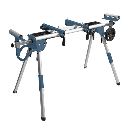POWERTEC Miter Saw Stand with Wheels, Collapsible and Portable Tool Stand with Systematic Tool Storage Trays, 330Lbs Load Capacity and Quick-Release Mounting Brackets, Miter Saw Accessories (MT4008)