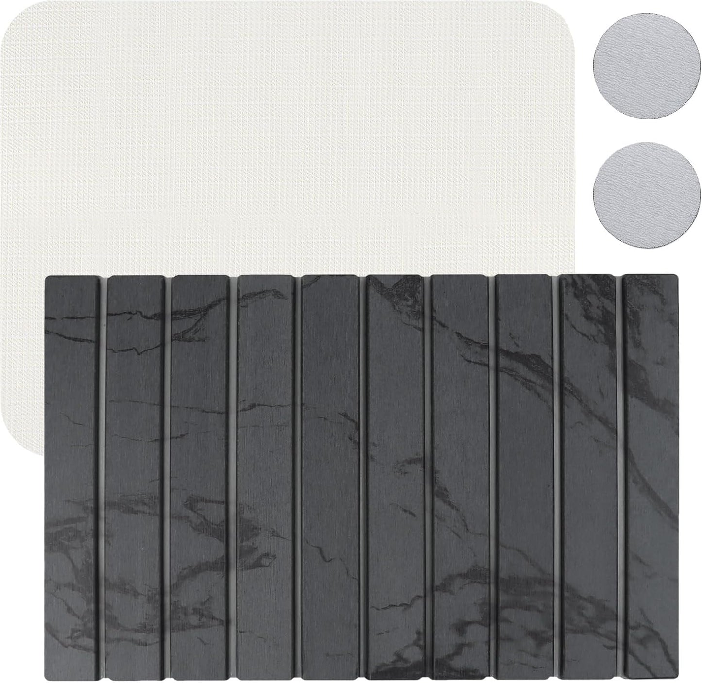 23*16'' Large Diatomaceous Earth Stone Quick Drying Mat For Kitchen Counter Bathroom Foldable and Absorbent Drying Stone Mat Home Pad Fast-Drying Floor Mat Dark Gray