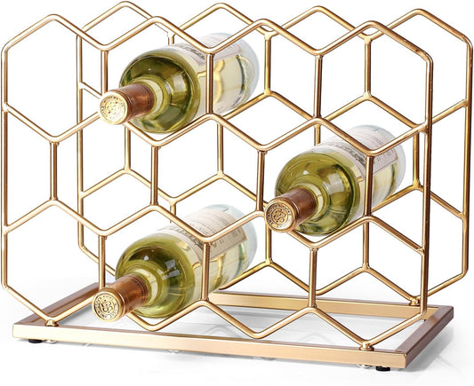 Drincarier 14 Bottle Countertop Wine Rack - Freestanding Modern Gold Metal Wine Rack - Tabletop Wine Holder Stand for Cabinet, Pantry, Wine Bottle Storage\u2026\u2026