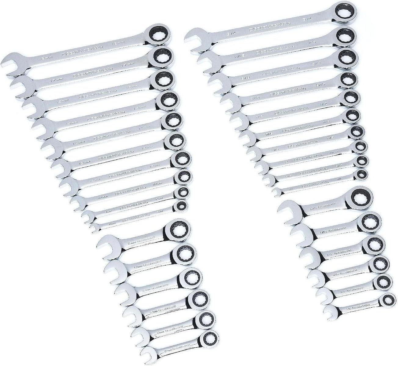 GearWrench Combination Ratcheting Wrench Set With Stubby Wrenches And Carrying Case, 32 Piece