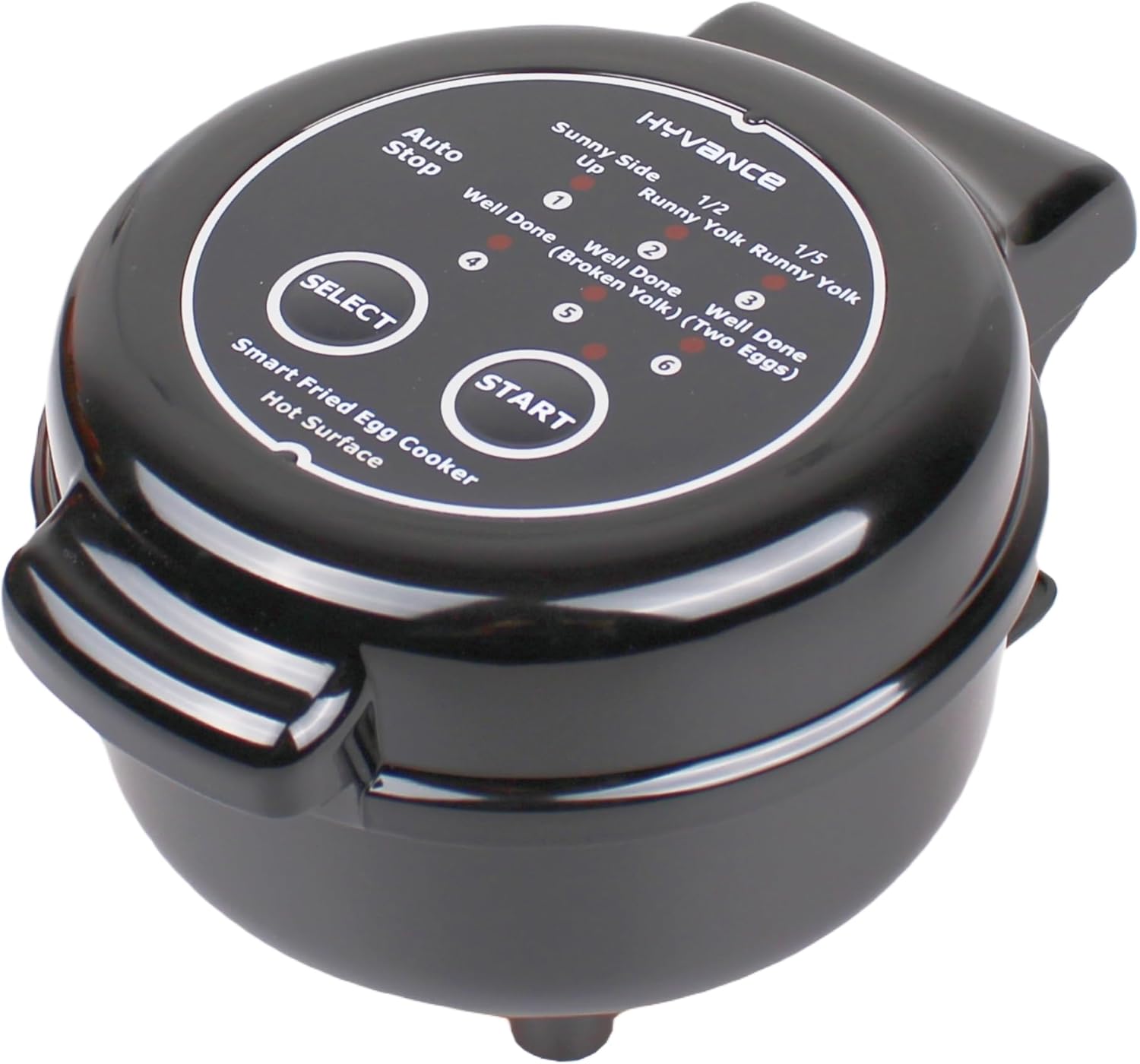 Hyvance Smart Fried Egg Cooker, Automatic Fried Egg Maker for 6 Features like Sunny Side Up, Over Easy, Fully Cooked & More. Auto Power Off, Alarm, Round Shape, Non Stick Coating (Black)