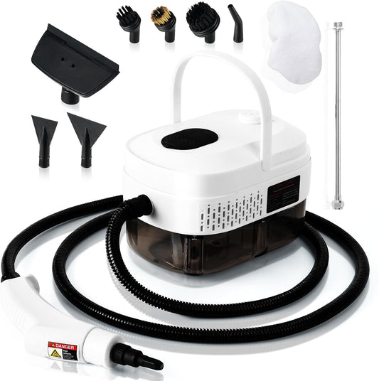 1L Handheld Steam Cleaner for Home and Kitchen Cleaning, 2500W 15s Fast-Heating & 3 Speeds, Portable Steam Cleaner Multi-Surface Deep Cleaning Supplies for Surface, Corner, Crevice (110V, White)