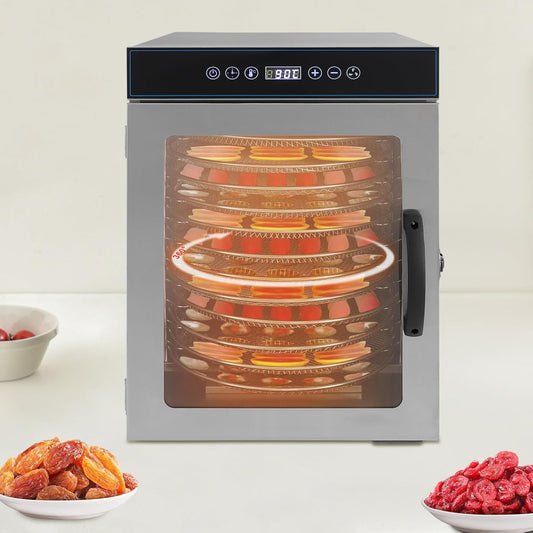 Electric Food Dehydrator Machine, Stainless Steel 12 Shelf Food Freeze Dryer, 360 Rotating Tray, 1000W, for Fruit/Meat/Vegatable
