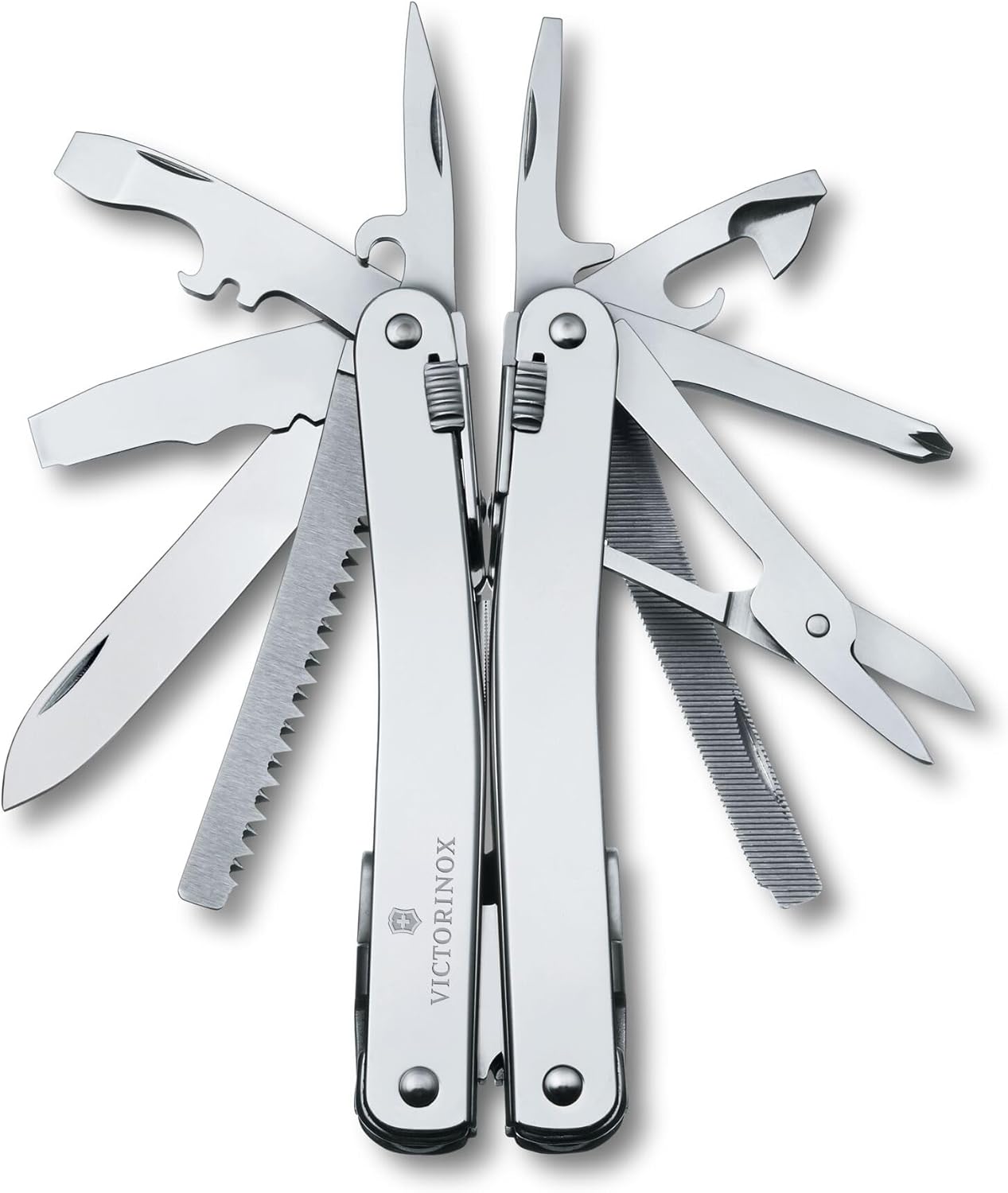 Victorinox Swiss Tool Spirit X Swiss Army Knife, 24 Function Swiss Made Multitool with Large Blade, Pliers and Wire Cutter - Silver with Nylon Pouch