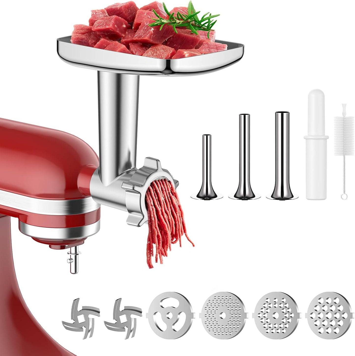 Meat Grinder Attachment for Kitchenaid Stand Mixer, Meat Grinder for KitchenAid, including 3 Sausage Stuffer Accessory, for Kitchen Aid Stand Mixer Easy to Use and Clean