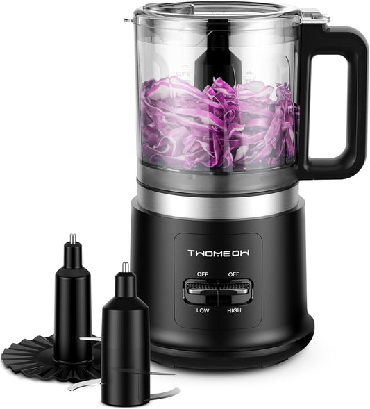 Food Chopper, 4 Cup Fast Food Processor, Electric Meat Grinder with 2 Speed, 4 Stainless Steel Blades, and Whisk, 400W Power for Chopping, Mixing, Emulsifying, Puree and Whisking, BPA-Free