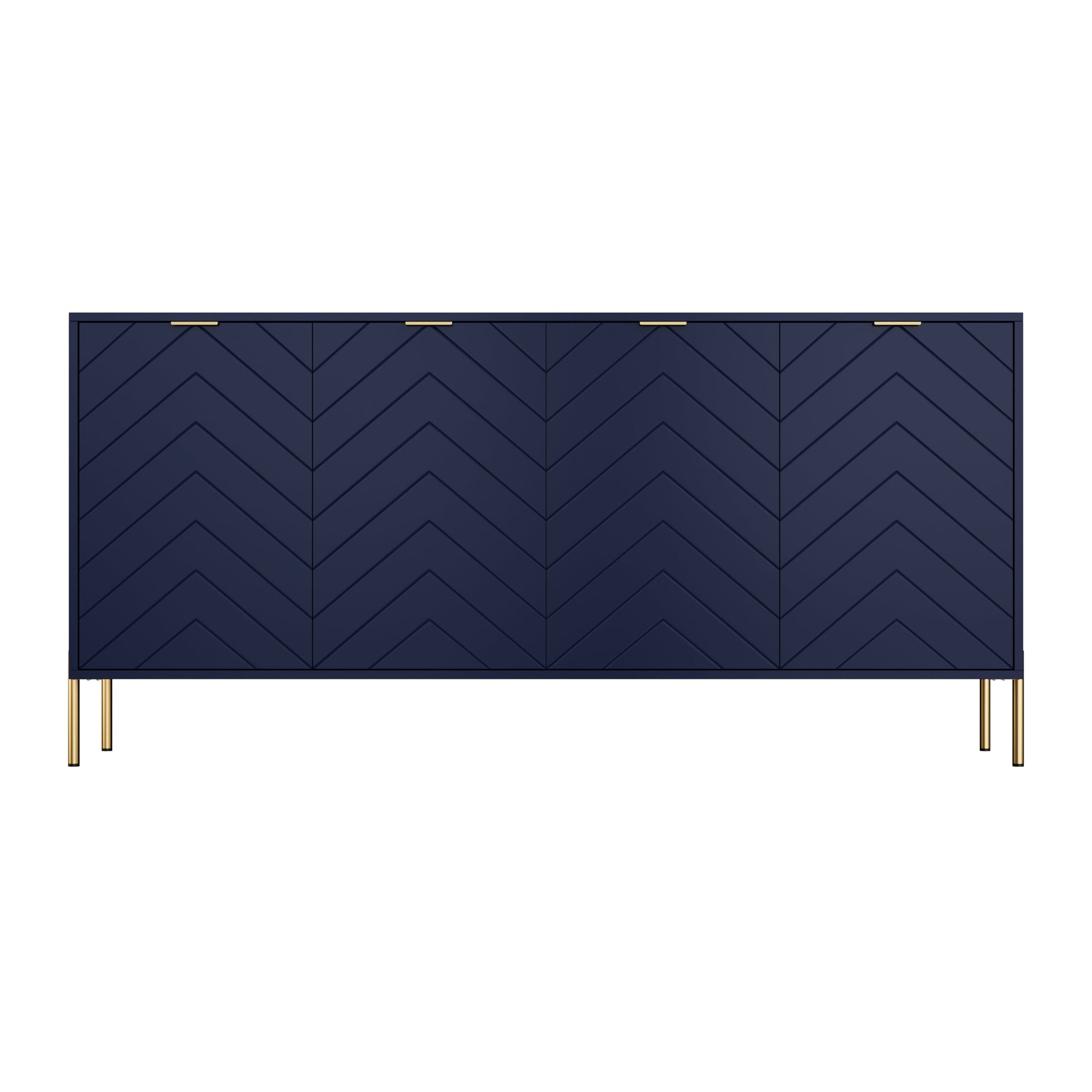 Boyel Living 4-Door Blue 30.12 in. H x 15.75 in. W x 62.99 in. D Accent Cabinet Office Bedroom Storage Cabinet with Shelves