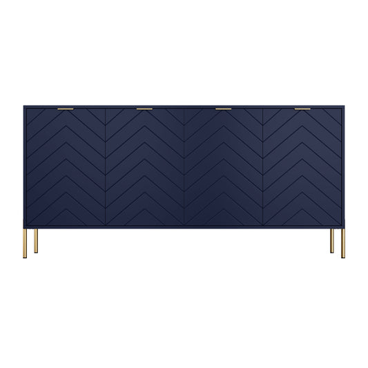 Boyel Living 4-Door Blue 30.12 in. H x 15.75 in. W x 62.99 in. D Accent Cabinet Office Bedroom Storage Cabinet with Shelves