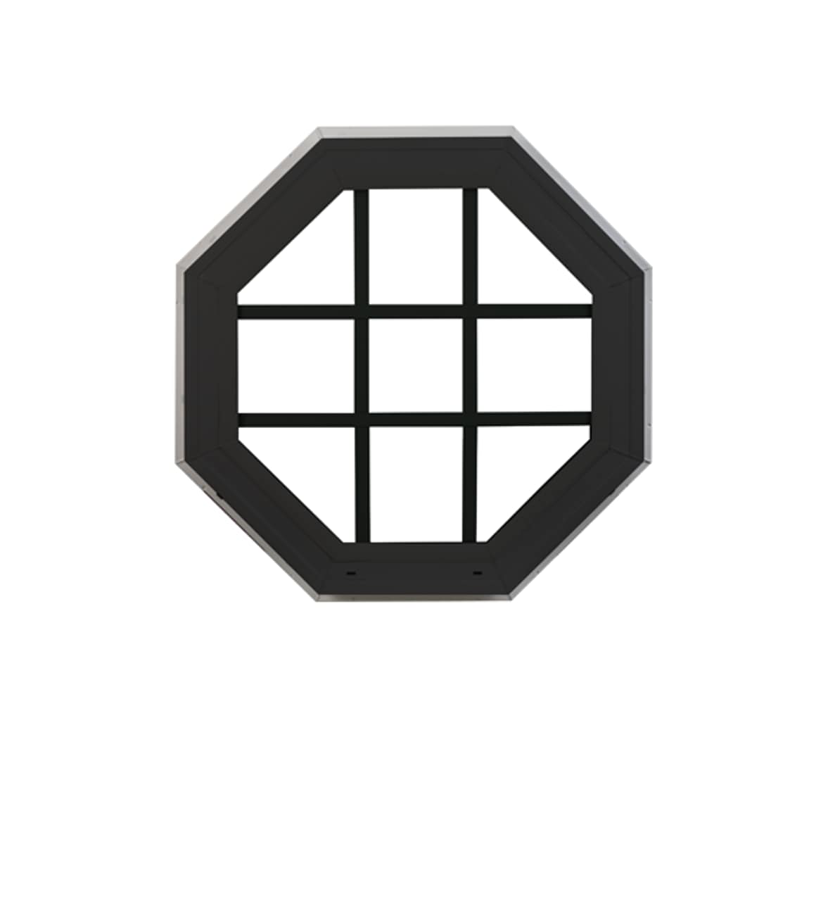 Heritage  Octagon Window Black 22-in x 22-in Double Pane with Grids G7 DP Rating 50 Standard Glass Clear